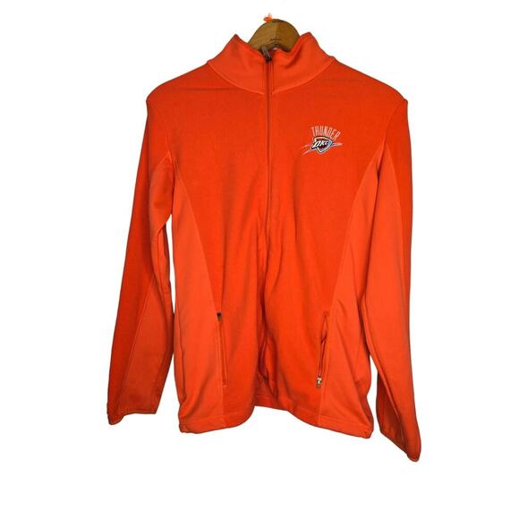 Oklahoma City Thunder Antigua Womens Large Orange Fleece Full Zip Jacket Large - Picture 1 of 6